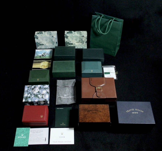 VINTAGE GENUINE ROLEX watch box case Green wood leather paper 231213003y1S