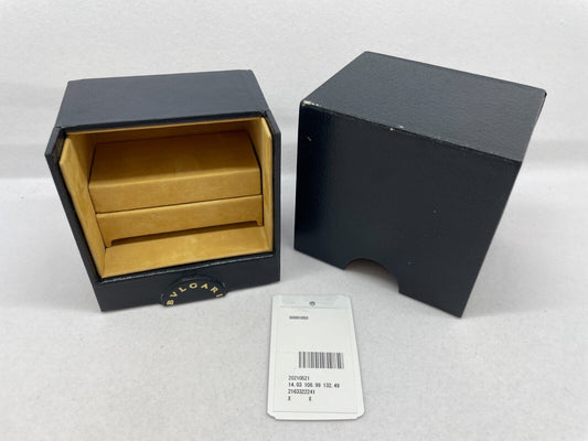 VINTAGE GENUINE BVLGARI watch box case black leather 0523001y2S
