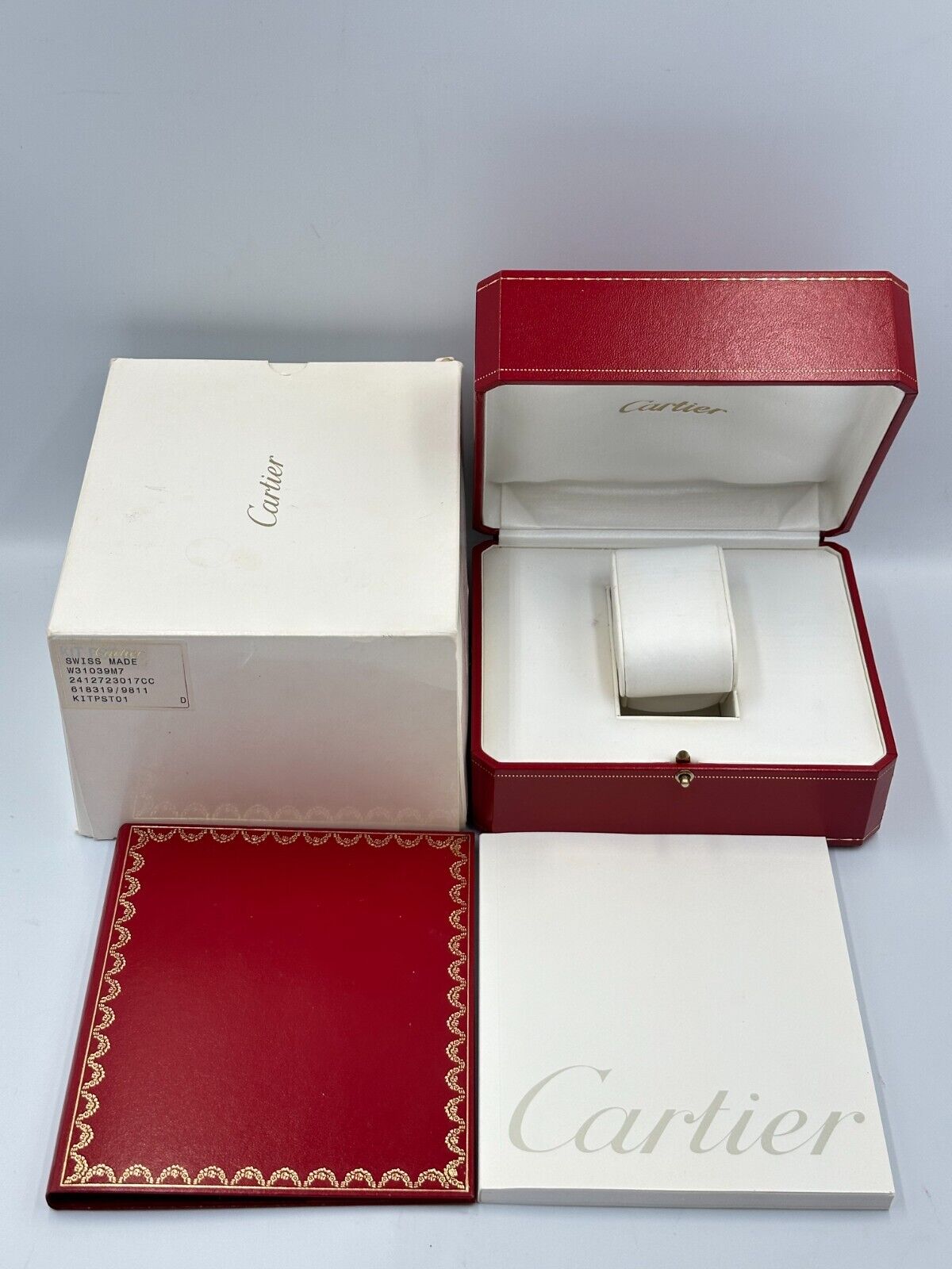 VINTAGE GENUINE CARTIER Red watch box case wood leather Booklet 240301007yA