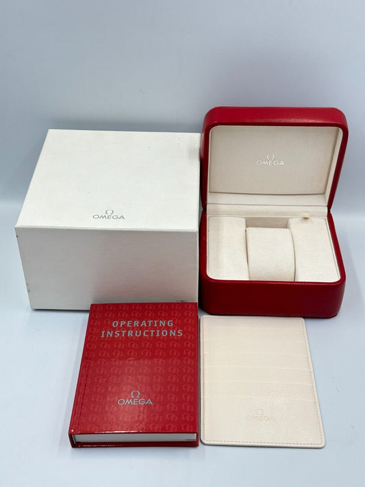 VINTAGE GENUINE OMEGA Speedmaster Seamaster Red watch box case wood 240301004yA