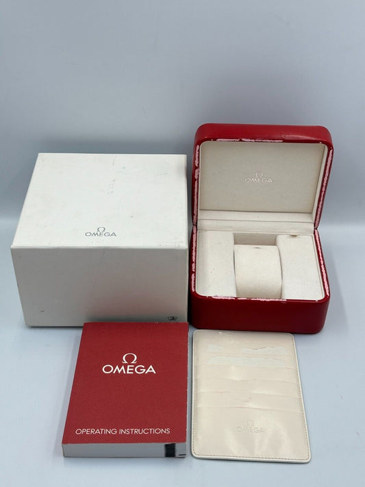 VINTAGE GENUINE OMEGA Speedmaster Seamaster Red watch box case wood 240301006yA