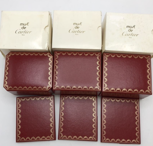 VINTAGE GENUINE CARTIER watch box case card booklet 3 set white 240414002yA