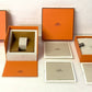 VINTAGE GENUINE HERMES watch case orange leather box booklet 2 set 240403007yA