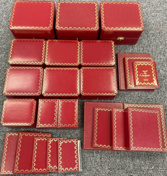 VINTAGE GENUINE CARTIER watch box case Booklet wood Red 13 set 240404003yA