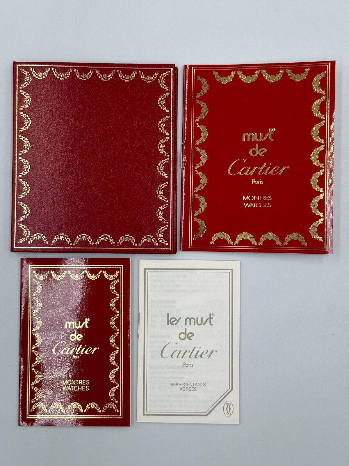 VINTAGE GENUINE CARTIER Red watch box case wood leather Booklet 240303002y3A