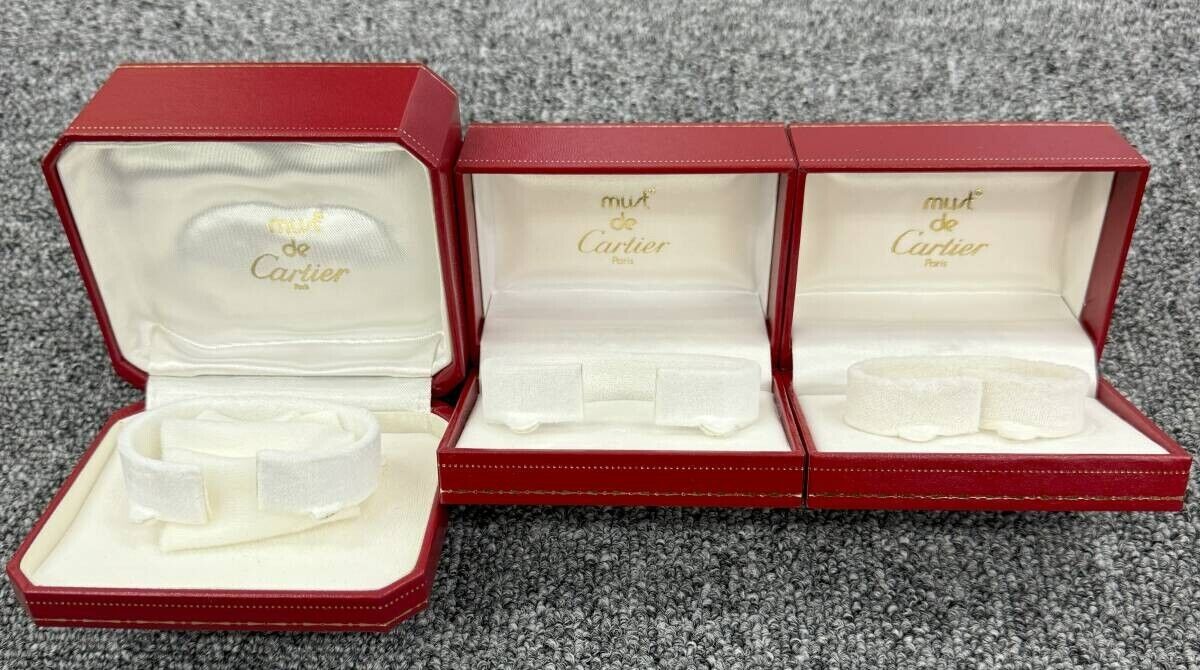 VINTAGE GENUINE CARTIER watch box case Booklet wood Red 13 set 240404003yA