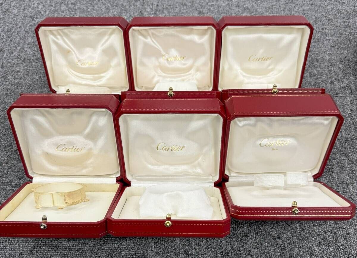 VINTAGE GENUINE CARTIER watch box case Booklet wood Red 13 set 240404003yA