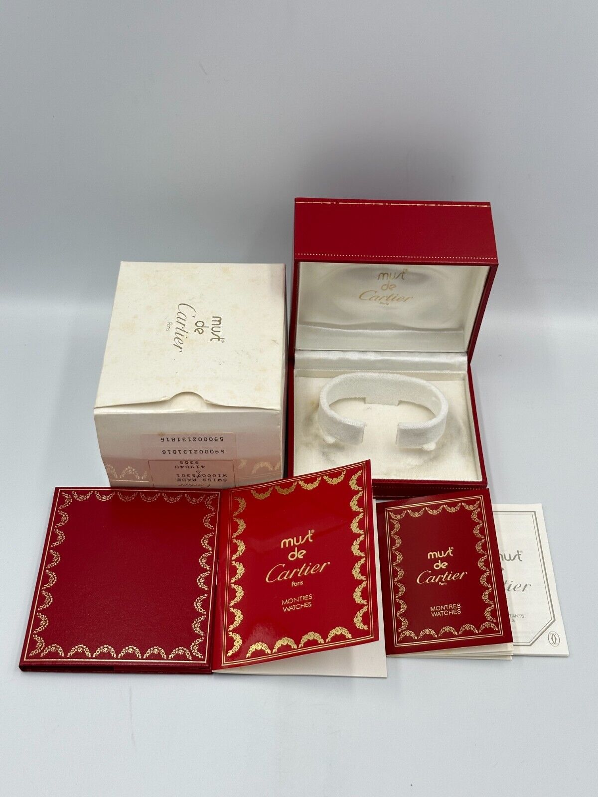 VINTAGE GENUINE CARTIER Red watch box case wood leather Booklet 240303002y3A