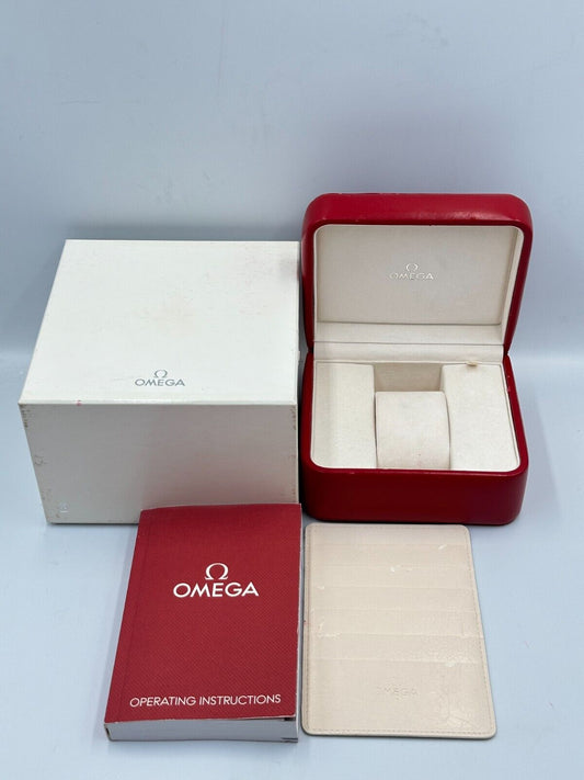 VINTAGE GENUINE OMEGA Speedmaster Seamaster Red watch box case wood 240304001yA