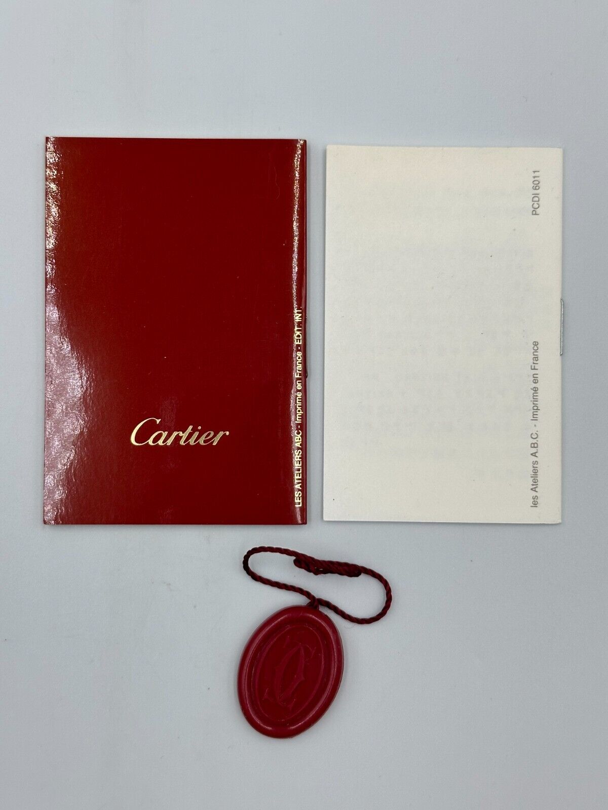 VINTAGE GENUINE CARTIER Red watch box case wood leather Booklet 240303002y2A