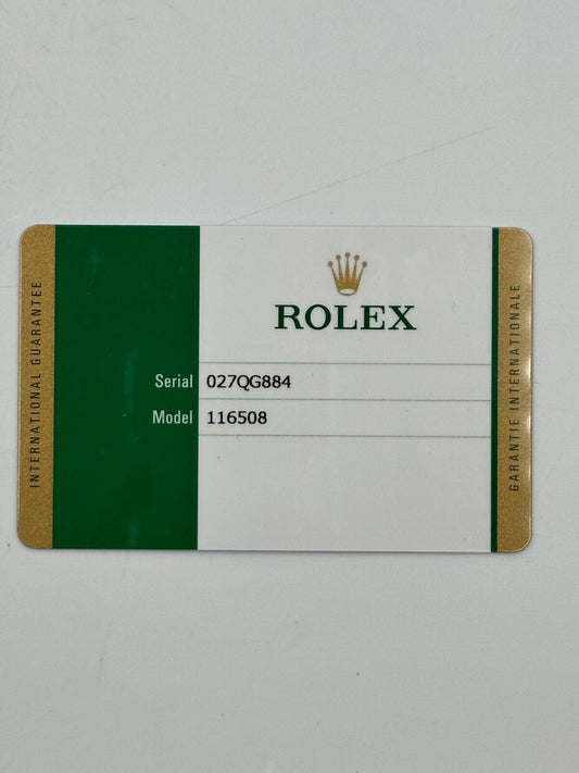 VINTAGE GENUINE ROLEX 116508 Daytona watch card 410 2020 240302001dA