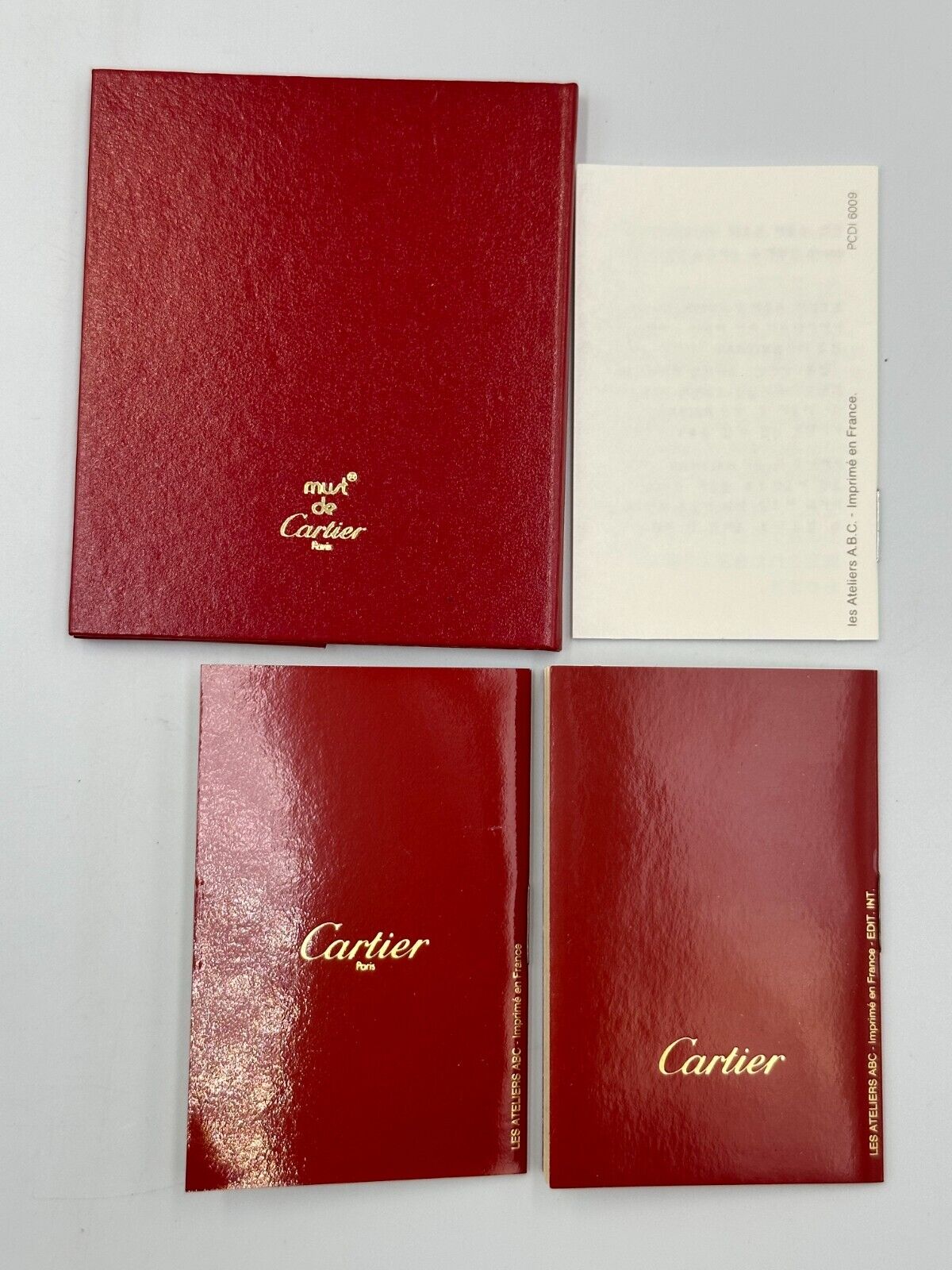 VINTAGE GENUINE CARTIER Red watch box case wood leather Booklet 240303002y1A