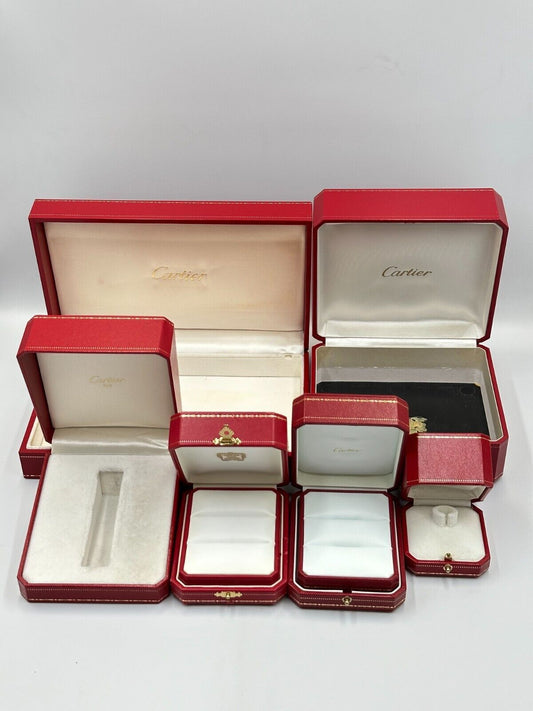 VINTAGE GENUINE CARTIER Red watch box case 6 set ring jewelry 240228007yA