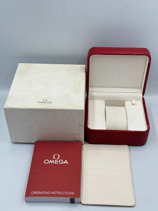 VINTAGE GENUINE OMEGA Speedmaster Seamaster Red watch box case wood 240304005yA