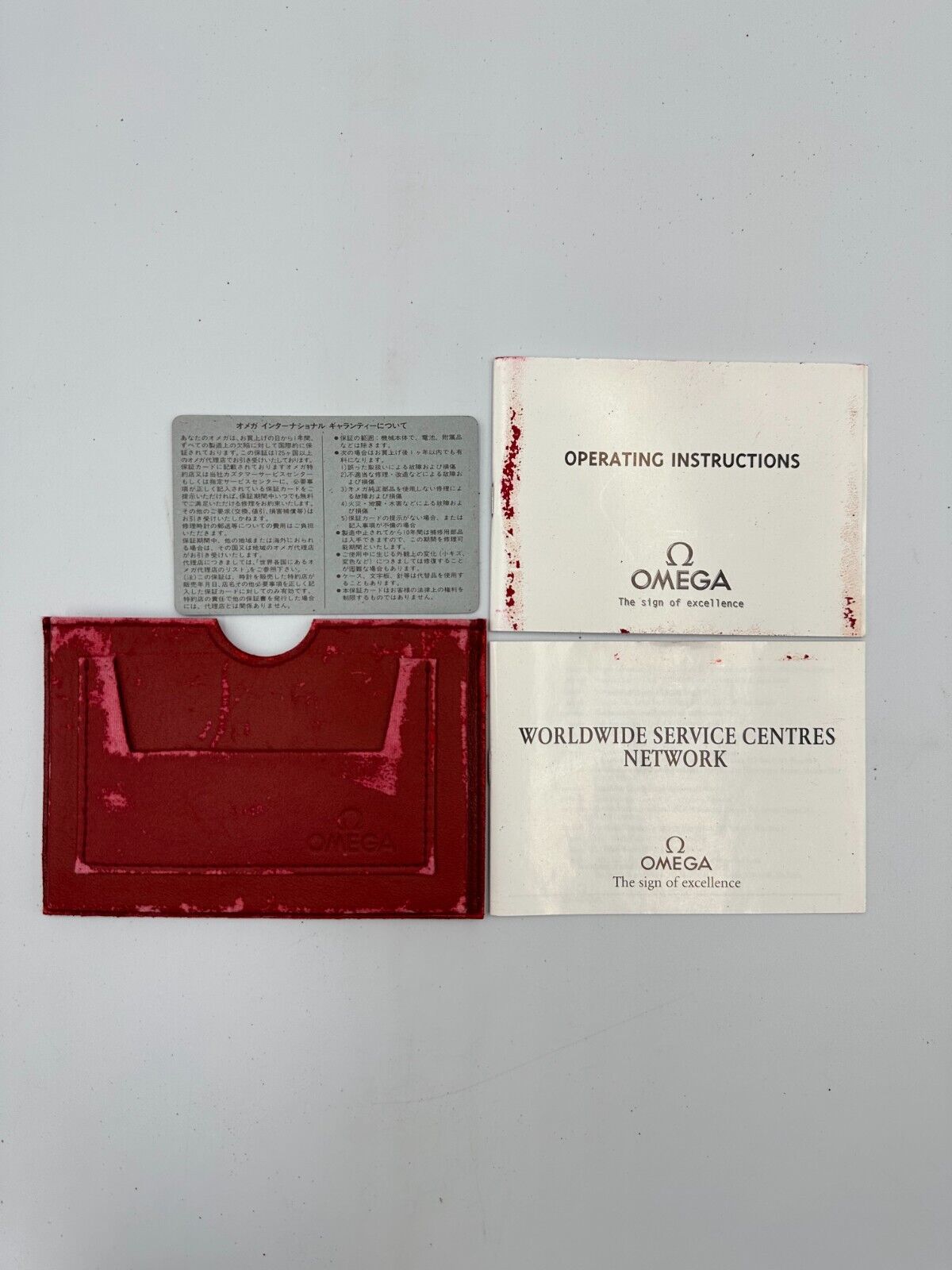 OMEGA Speedmaster Seamaster Red watch box case Booklet 1989 1998 240306004y1A