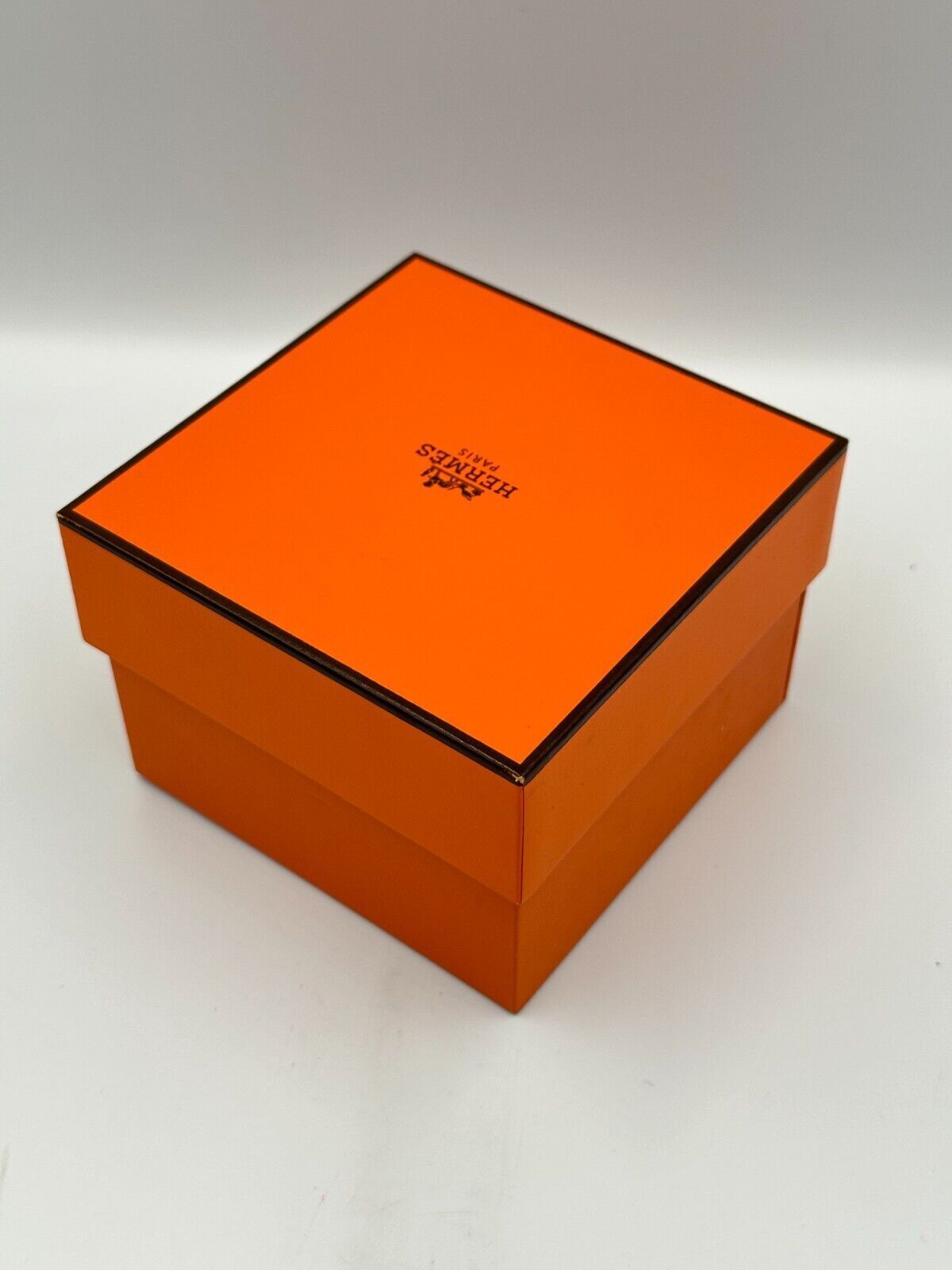 VINTAGE ORIGINE HERMES Orange coffret à montre bois cuir 240229003y2A