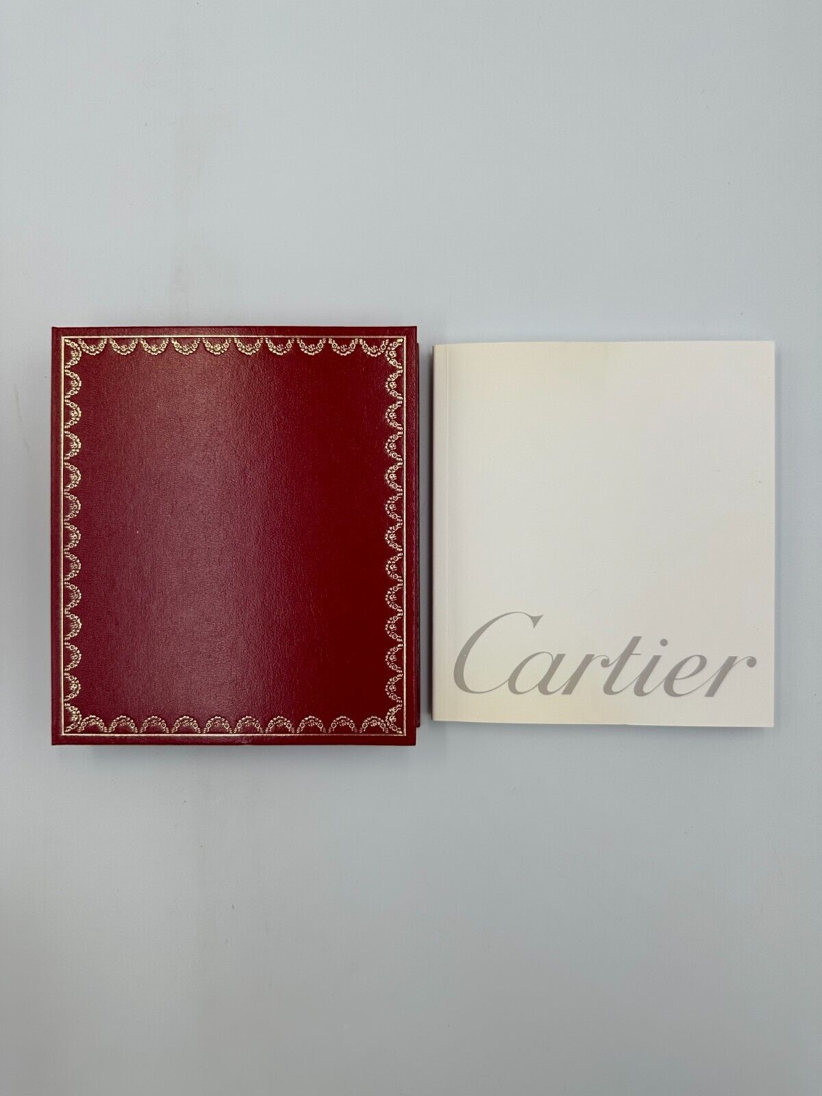 VINTAGE GENUINE CARTIER Red watch box case wood leather Booklet 240227014yA