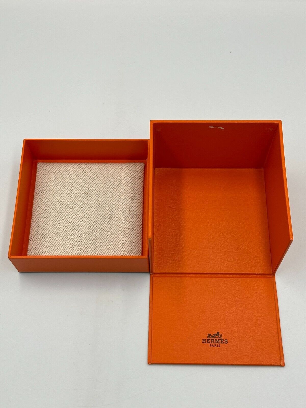 VINTAGE ORIGINE HERMES Orange coffret à montre bois cuir 240229003y2A