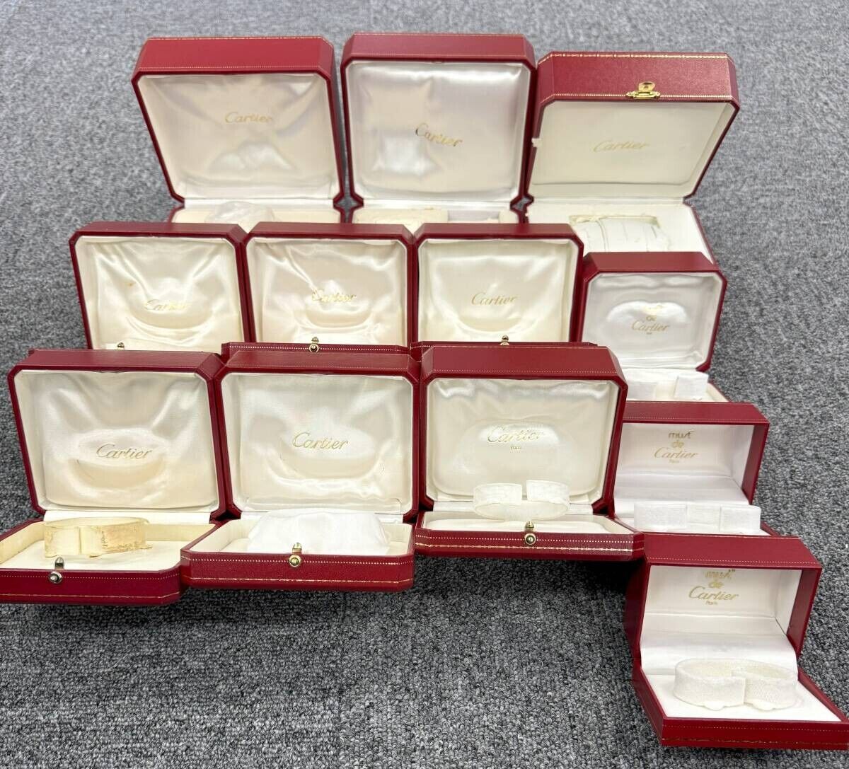 VINTAGE GENUINE CARTIER watch box case Booklet wood Red 13 set 240404003yA