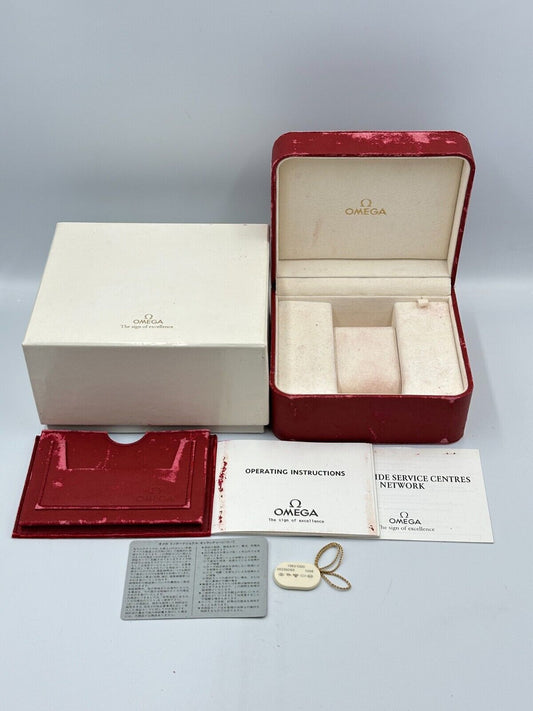 OMEGA Speedmaster Seamaster Red watch box case Booklet 1989 1998 240306004y1A