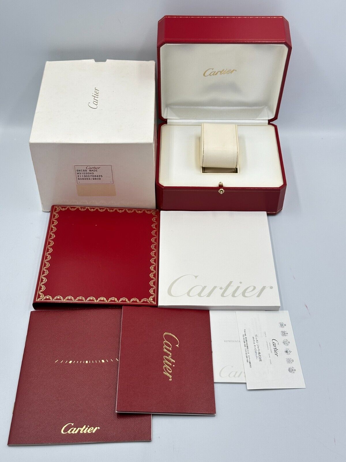 VINTAGE GENUINE CARTIER Red watch box case  wood leather Booklet 240228006yA