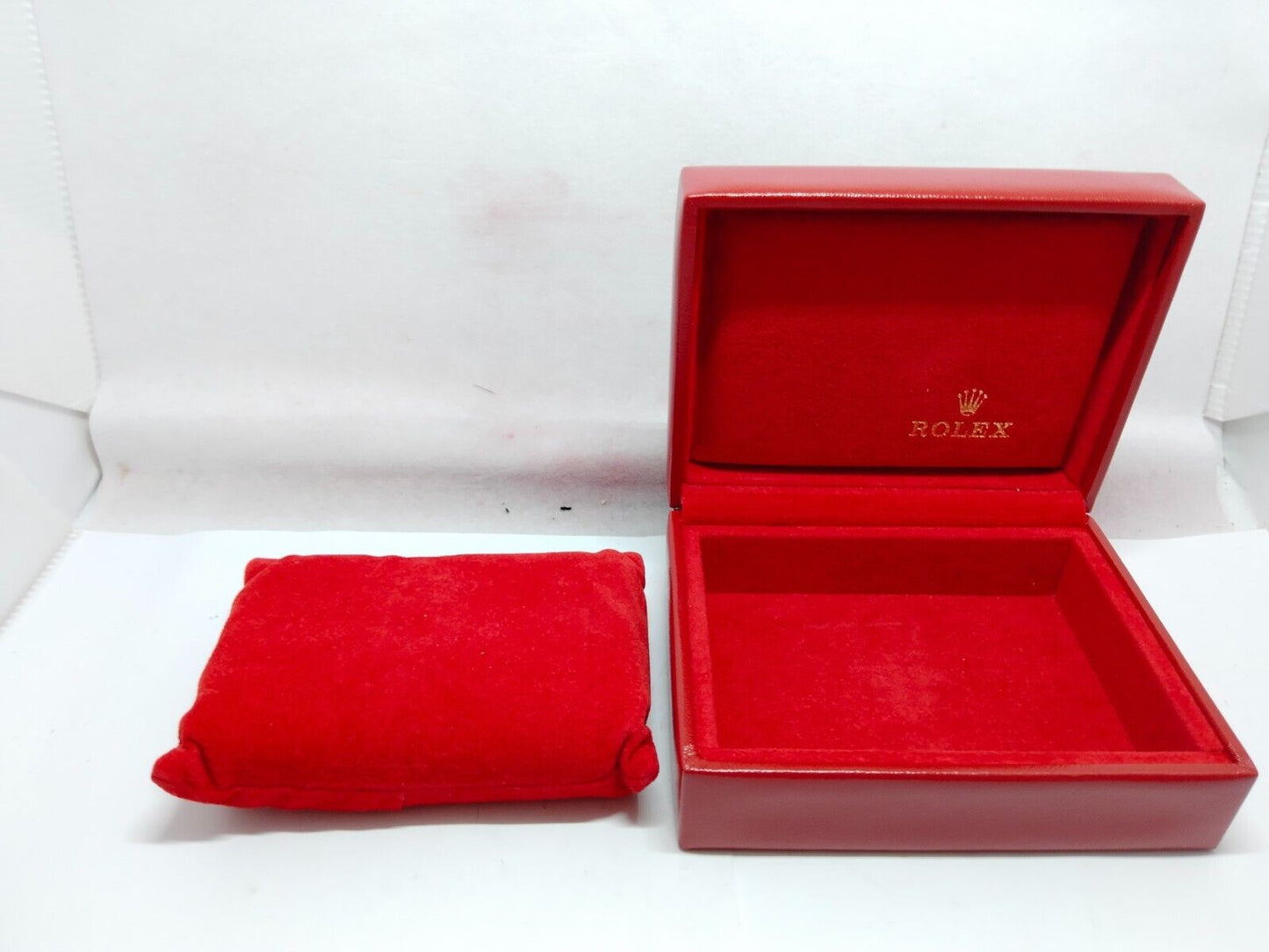 VINTAGE GENUINE ROLEX Red watch box case 6sets 14.00.08 wood leather 230617004yS