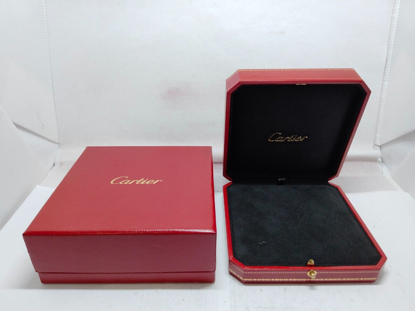 VINTAGE GENUINE CARTIER red watch box case wood leather black 230630016e2S