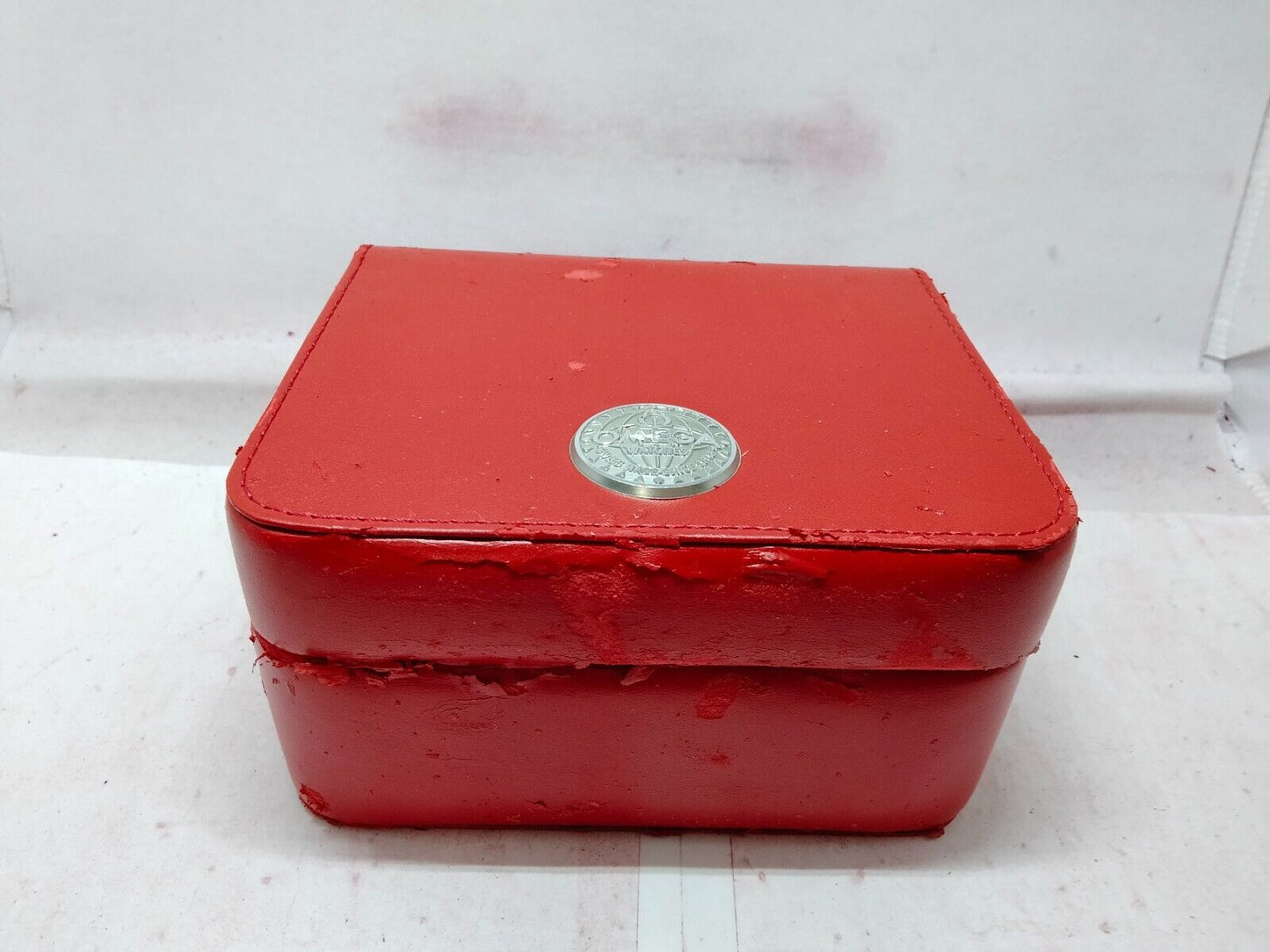 GENUINE OMEGA Speedmaster Seamaster red watch box case leather wood 230926004yS