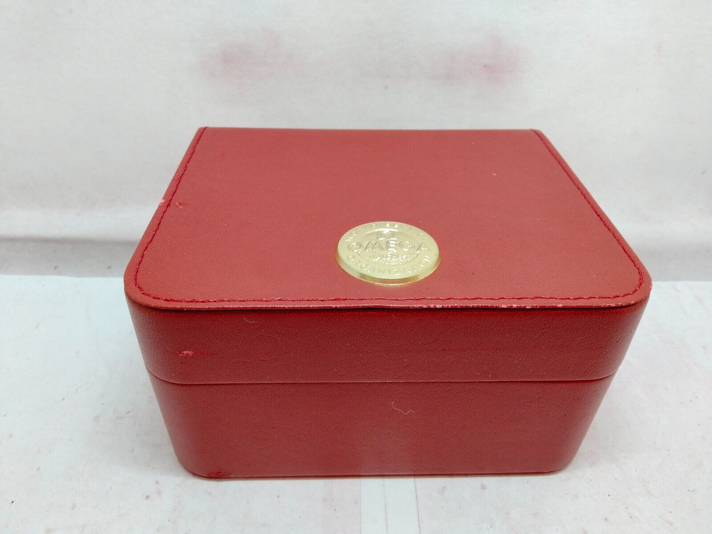 VINTAGE GENUINE OMEGA Red watch box case  Speedmaster Seamaster wood 231105001yS