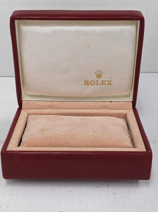 VINTAGE GENUINE ROLEX Red watch box case 14.00.71 wood leather 230913002yS