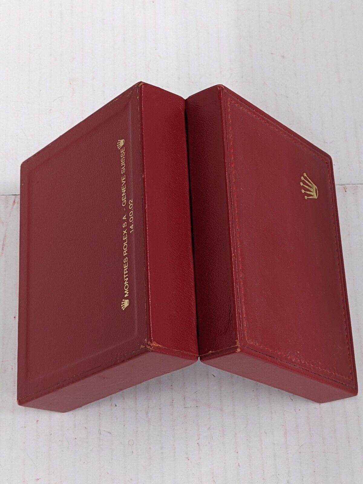 VINTAGE GENUINE ROLEX Red watch box case 14.00.02 no inner wood 231008012yS