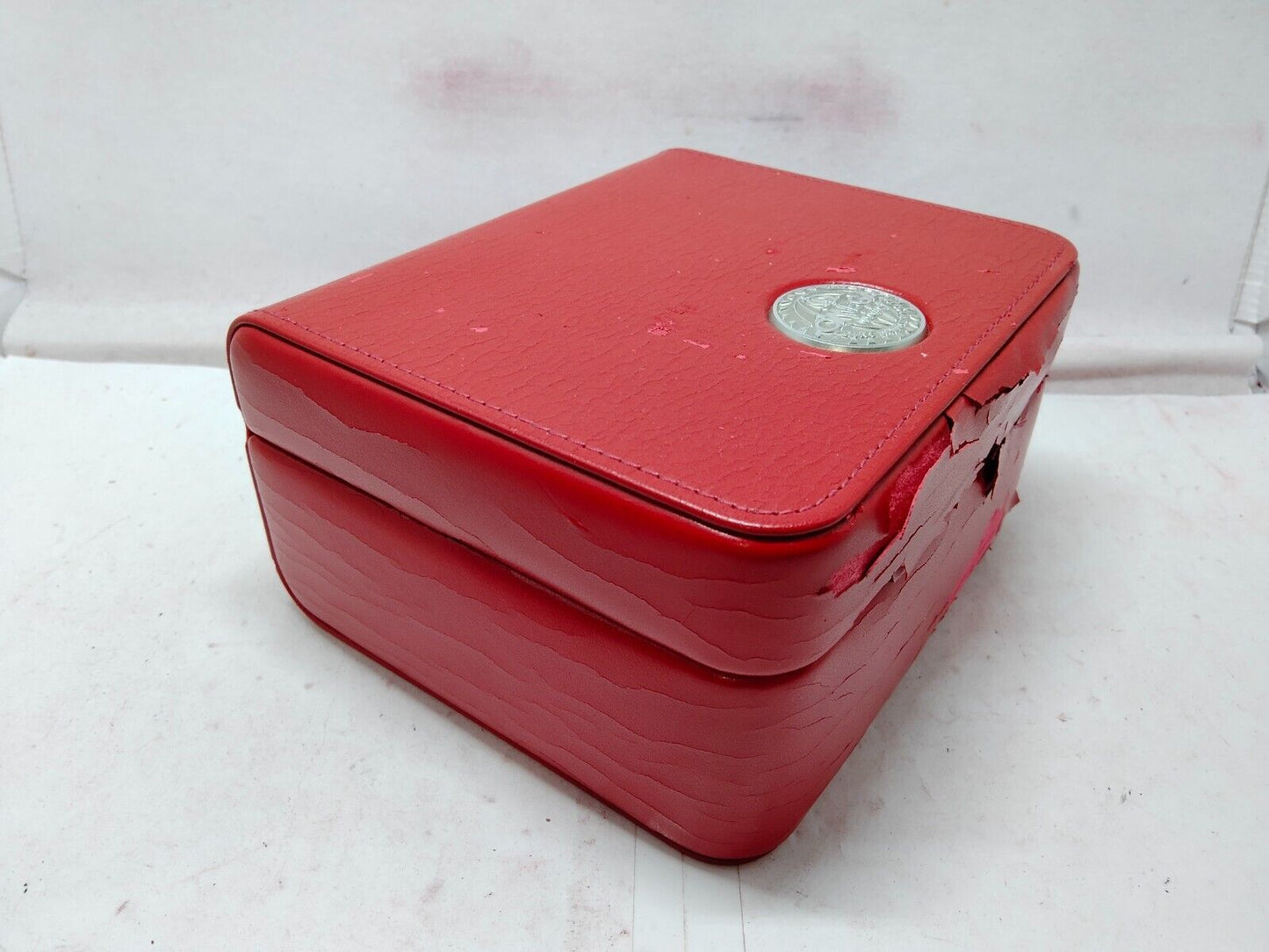 GENUINE OMEGA Speedmaster Seamaster watch box case red leather wood 230925011yS