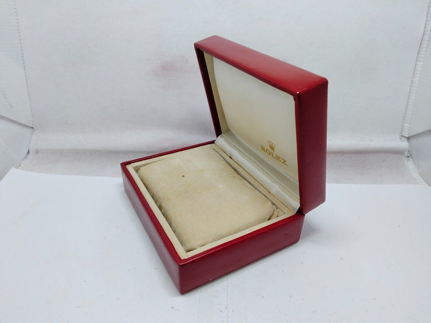 VINTAGE GENUINE ROLEX watch box case red 14.00.02 wood leather 230921008y6S