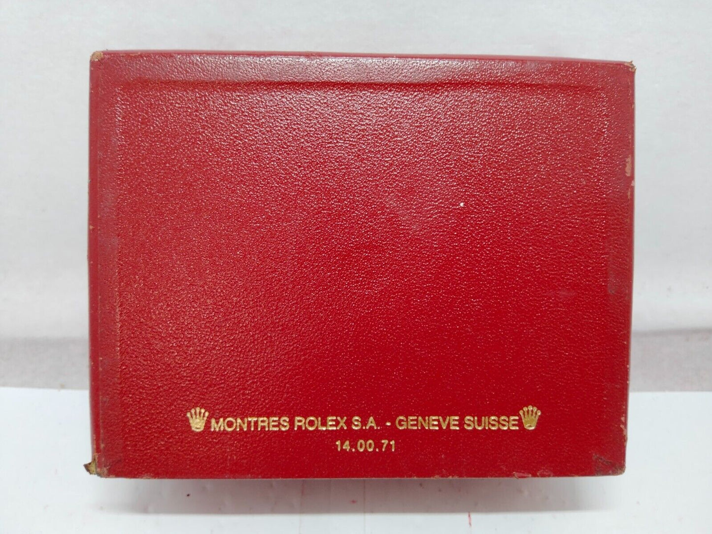 VINTAGE GENUINE ROLEX scatola per orologio rossa 14.00.71 legno senza...