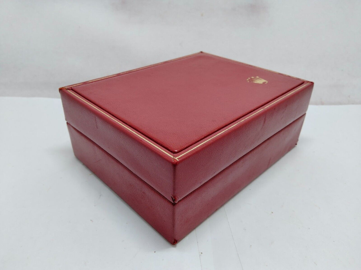 VINTAGE GENUINE ROLEX 14.00.02 watch box case red wood leather 230612004yS