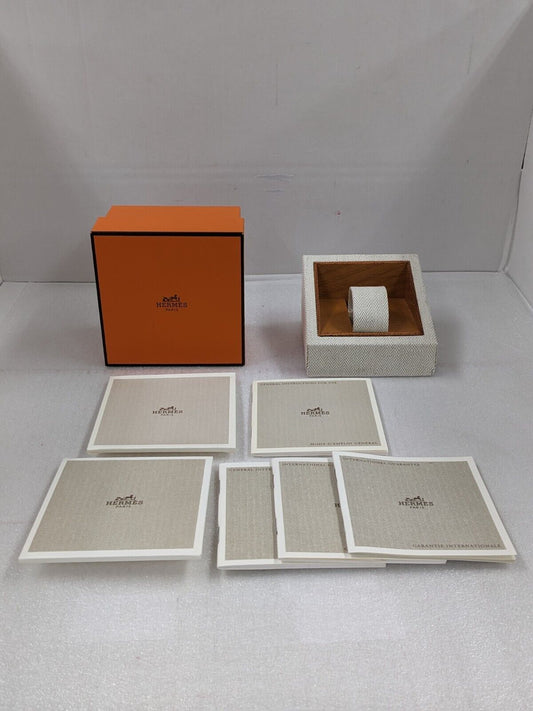 VINTAGE GENUINE HERMES ORANGE watch box case wood leather Booklet 231008009yS