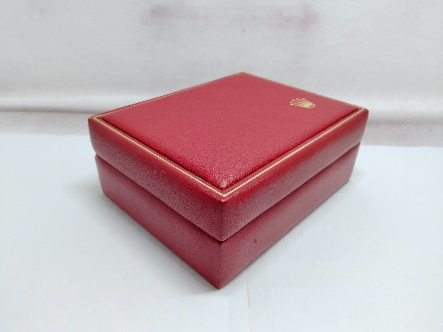 VINTAGE GENUINE ROLEX Red watch box case 14.00.08 wood leather 230804005eS