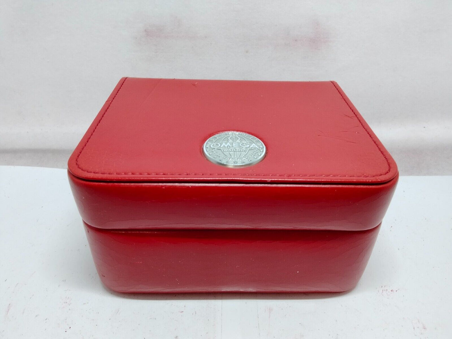 VINTAGE GENUINE OMEGA Seamaster Speedmaster watch box case red wood 230814007yS