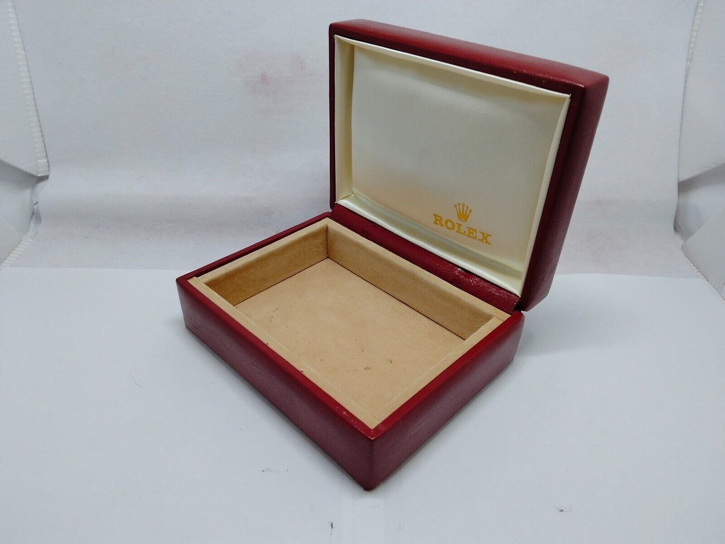 VINTAGE GENUINE ROLEX watch box case 14.00.08 red leather wood 1118001y4S