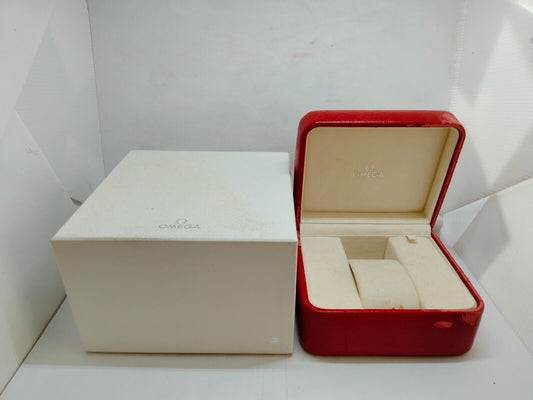 VINTAGE GENUINE OMEGA Seamaster Speedmaster watch box case red wood 230830002yS