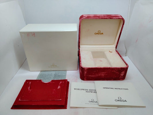 VINTAGE GENUINE OMEGA Speedmaster Seamaster red watch box case leather 0915014yS