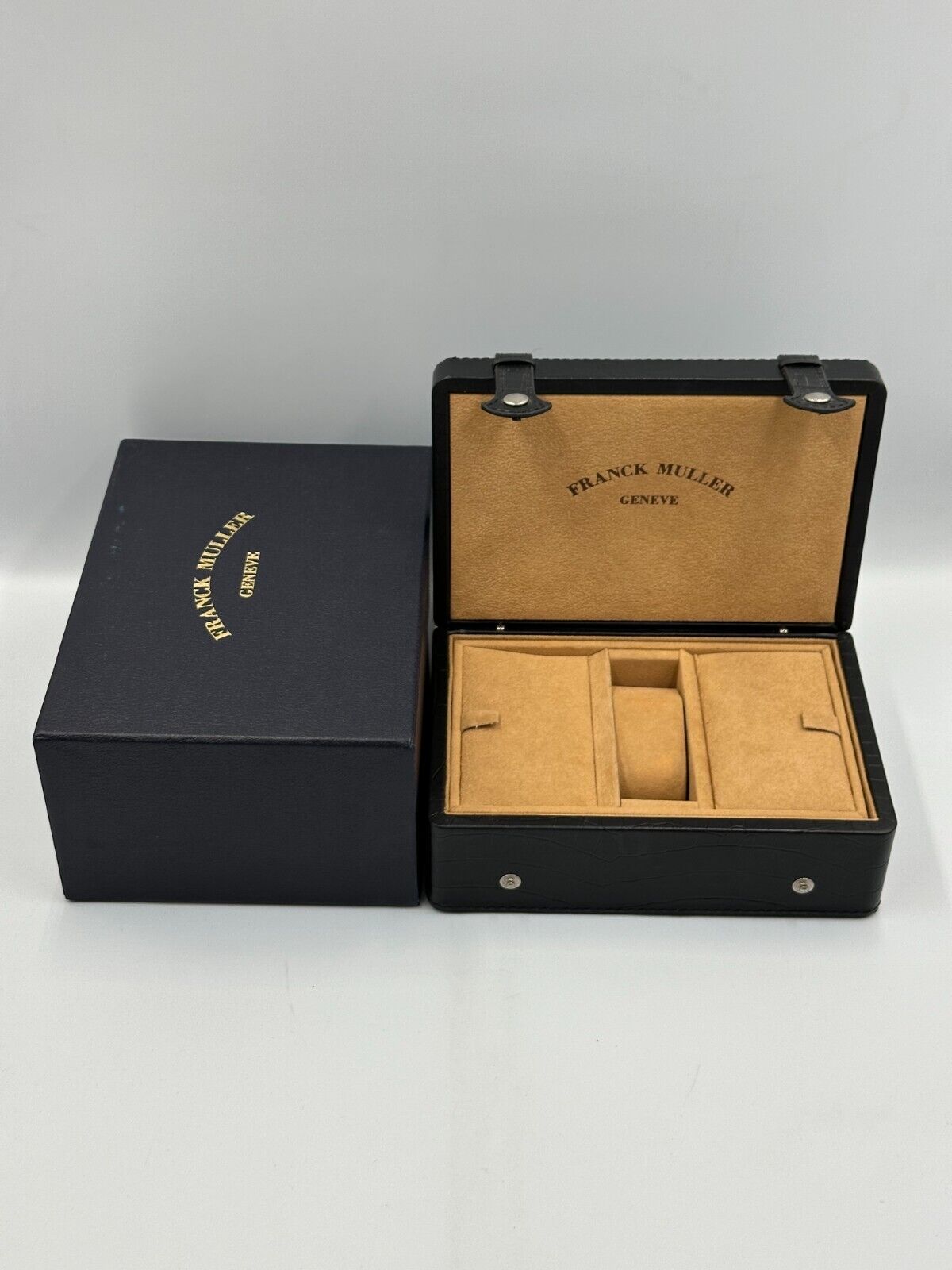 VINTAGE GENUINE FRANCK MULLER Black watch box case wood leather 240223004y5A