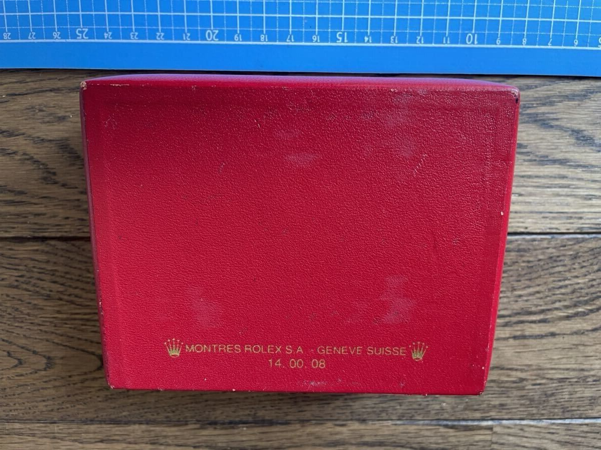 VINTAGE GENUINE ROLEX watch box case 14.00.08 Red wood leather 231214007yS