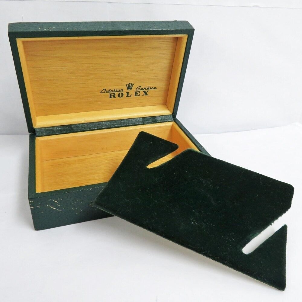 VINTAGE GENUINE ROLEX watch box case 68.00.08 Green wood leather 231215003y1S