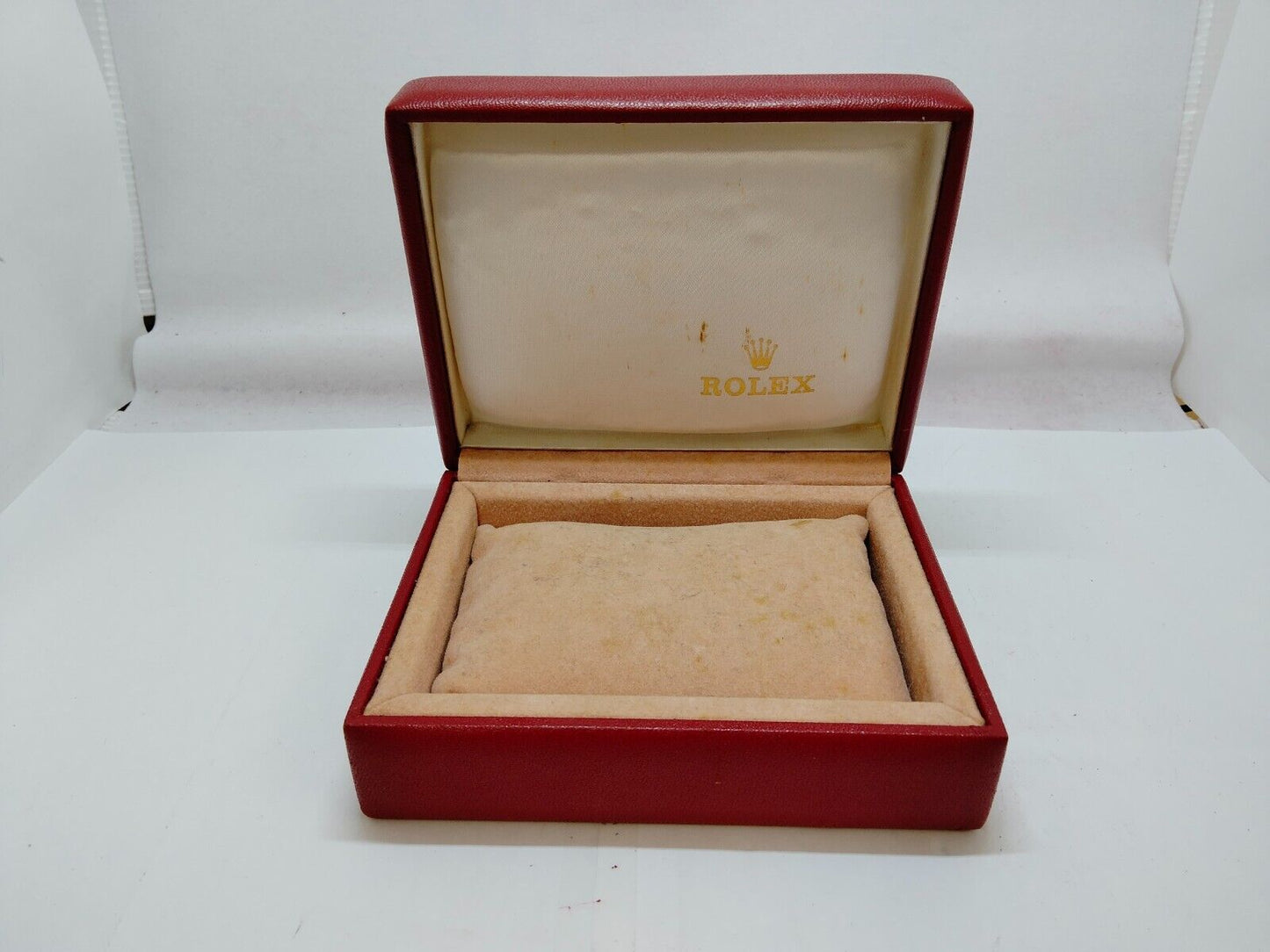 VINTAGE GENUINE ROLEX watch box case 14.00.71 leather wood red 1010002y3S