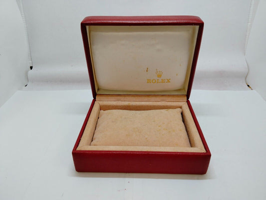 VINTAGE GENUINE ROLEX watch box case 14.00.71 leather wood red 1010002y3S