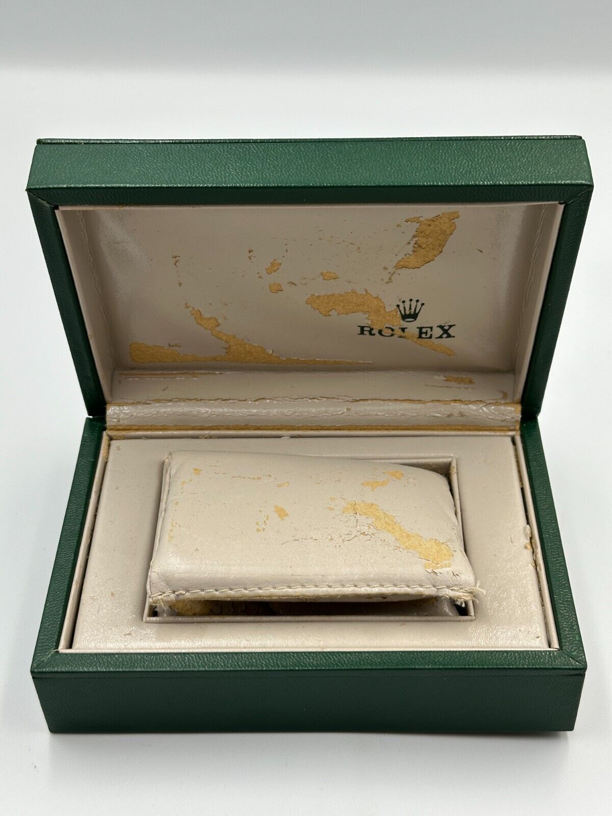 VINTAGE GENUINE ROLEX Green watch box case wood leather 68.00.06 240124004yA