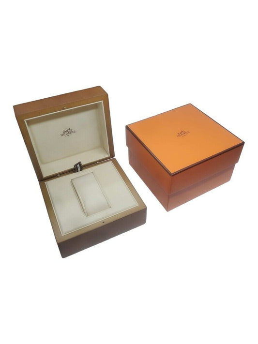 VINTAGE GENUINE HERMES watch box case Orange wood leather 231116002yS