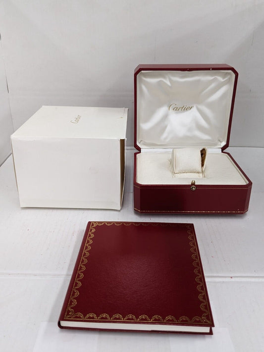 VINTAGE GENUINE CARTIER Red watch box case wood leather Booklet 231010005y5S