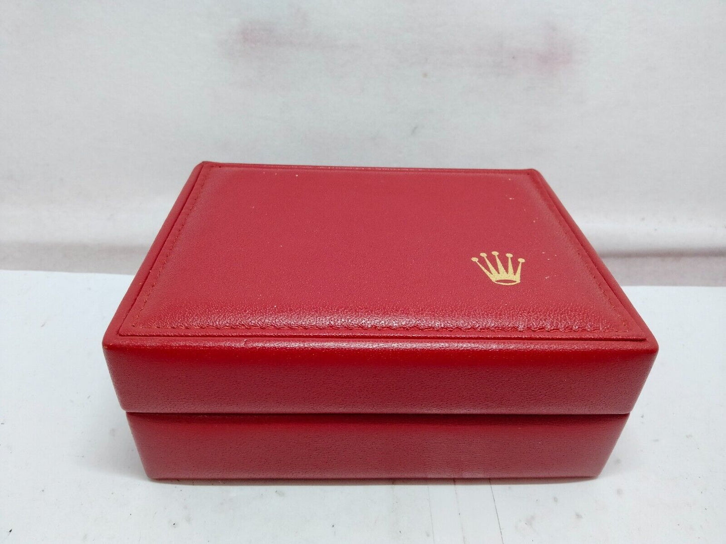 VINTAGE GENUINE ROLEX watch box case red 14.00.01 wood leather tag 230827013y3S